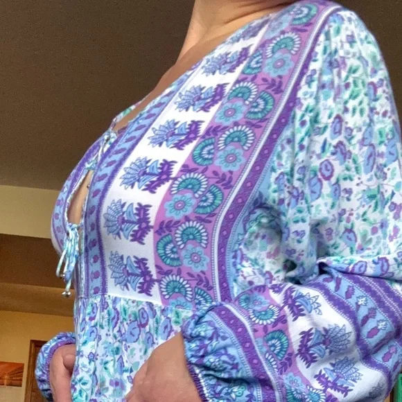 Wilde Belle Purple and White Gypsy Maxi Dress - Picture 6 of 7